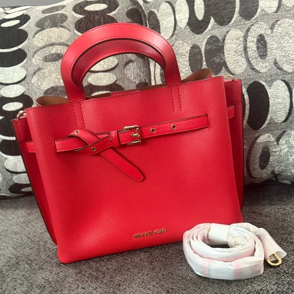 NWT- Michael Kors Red Satchel with Gold Hardware